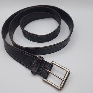 Mexico Genuine Leather Belt Black Gray Thread Men's Size 44 & 1.5" Width